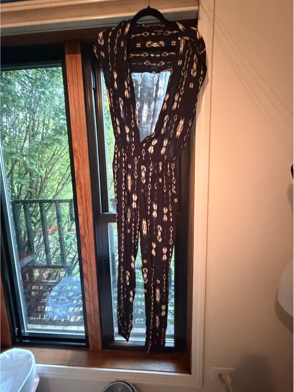 Black and White Ikat Patterned Jumpsuit